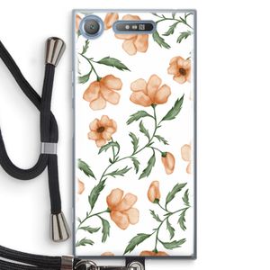 Peachy flowers: Sony Xperia XZ1 Transparant Hoesje met koord
