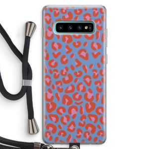 Leopard blue: Samsung Galaxy S10 Plus Transparant Hoesje met koord