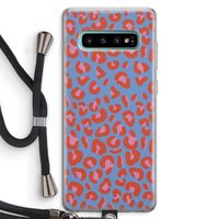 Leopard blue: Samsung Galaxy S10 Plus Transparant Hoesje met koord