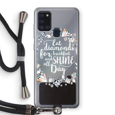 Diamonds: Samsung Galaxy A21s Transparant Hoesje met koord
