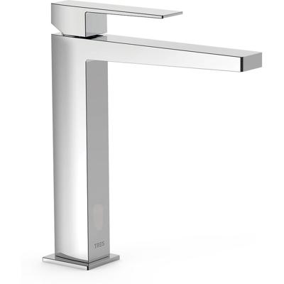Wastafelkraan Tres Slim | Opbouw | Mengkraan | Hoog model | 1-hendel | Vierkant | Chroom