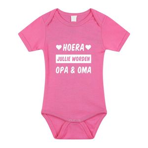 Hoera jullie worden opa en oma kraamcadeau rompertje roze meisjes 92 (18-24 maanden)  -