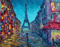 Karo-art Afbeelding op acrylglas - Kleurrijk Parijs, print op canvas - thumbnail