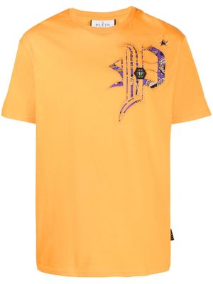 Philipp Plein t-shirt à imprimé tête de mort - Orange