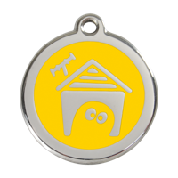 Dog House Yellow roestvrijstalen hondenpenning large/groot dia. 3,8 cm - Reddingo