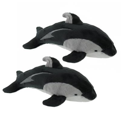 Cornelissen Pluche dolfijn knuffel - 2x - 23 cm - grijs - zeedieren - vissen - Dolfijnen