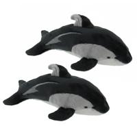 Cornelissen Pluche dolfijn knuffel - 2x - 23 cm - grijs - zeedieren - vissen - Dolfijnen