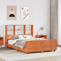 Bedframe zonder matras massief grenenhout wasbruin 135x190 cm