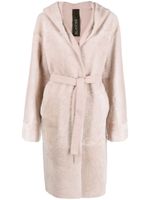 Blancha reversible belted shearling coat - Rose - thumbnail