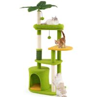 Schattige Kattenboom Voor Volwassen Katten Meerlagige Katten Toren met Kunstmatige Bladeren Groen