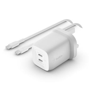 Belkin BoostCharge Pro 2-poorts USB-C GaN-wandlader met PPS (65 W) + USB-C/USB-C-kabel oplader