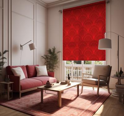 Elegante rode art deco Rolgordijn woonkamer
