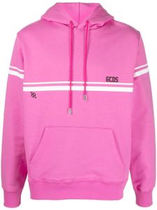 GCDS hoodie rayé à logo imprimé - Rose