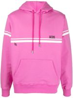 GCDS hoodie rayé à logo imprimé - Rose - thumbnail