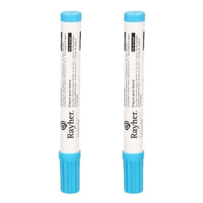 2x stuks blauwe textielstift met dikke punt