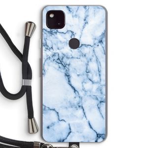 Blauw marmer: Pixel 4a 5G Transparant Hoesje met koord