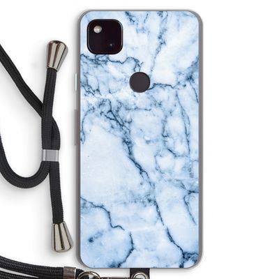 Blauw marmer: Pixel 4a 5G Transparant Hoesje met koord