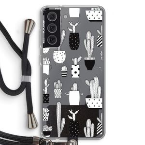 Cactusmotief: Samsung Galaxy S21 FE Transparant Hoesje met koord