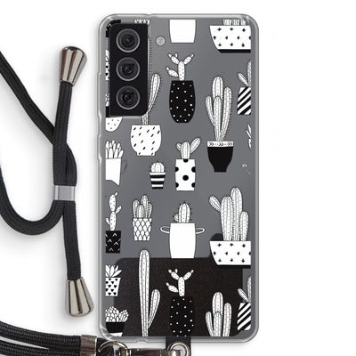 Cactusmotief: Samsung Galaxy S21 FE Transparant Hoesje met koord