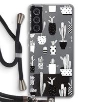 Cactusmotief: Samsung Galaxy S21 FE Transparant Hoesje met koord