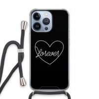 Forever heart black: iPhone 13 Pro Transparant Hoesje met koord