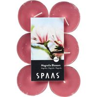 12x Maxi geurtheelichtjes Magnolia Blossom/roze 10 branduren   -