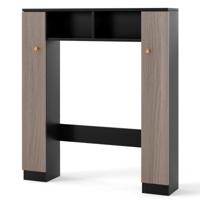 Badkamerplank Boven het Toilet Toiletkast met Dubbele Deur 2 Open Vakken en 4 Verstelbare Planken Vrijstaand Opbergrek Zwart