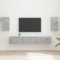 Tv-meubelset Wandgemonteerd 3 pcs Beton Grijs Bewerkt hout