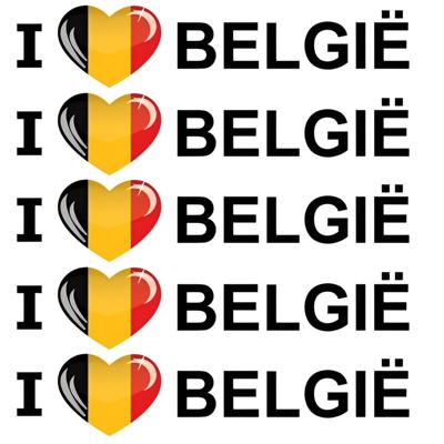 Sticker - 5x - I love Belgie - 19 x 4 cm - belgie - landenthema