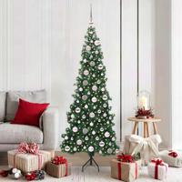 VidaXL Hoek kunstkerstboom met 300 led groen 180 cm pvc en metaal