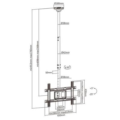 Universeel Plafond TV Beugel (23-100 inch) voor plafondmontage max. 50 kg MC-803