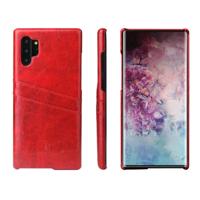 Fierre Shann retro olie Wax textuur PU lederen draagtas met kaartsleuven voor Galaxy Note 10 + (rood)