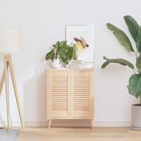 Kastdeuren met lamellen 2 st 61,5x29,5 cm massief grenenhout