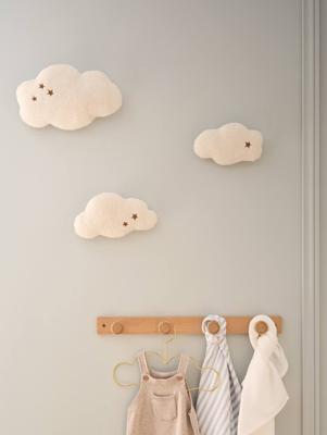 Set van 3 muurdecoraties wolken beige