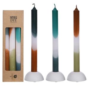 Kaars dip dye petrol olijf set 3