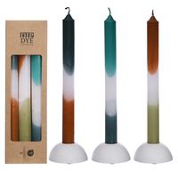Kaars dip dye petrol olijf set 3