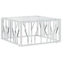 vidaXL Salontafel 80x80x40 cm roestvrij staal en glas