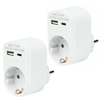 Benson Stopcontact met USB - 2x - USB-A en USB-C - wit - 16A - 5,0V DC - 3,4A