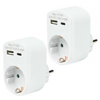 Benson Stopcontact met USB - 2x - USB-A en USB-C - wit - 16A - 5,0V DC - 3,4A