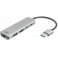 ACT AC6125 interface hub USB 3.2 Gen 1 (3.1 Gen 1) Type-A 5000 Mbit/s Grijs - thumbnail
