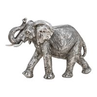 Olifant woondecoratie dieren beeldje zilver 28 x 19 x 10 cm - thumbnail