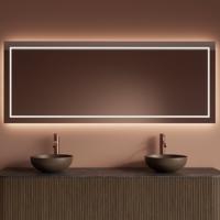 Badkamerspiegel Gliss Design Lenus | 150x70 cm | Directe en indirecte LED verlichting | Sensor bediening | Met spiegelverwarming