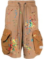 Mostly Heard Rarely Seen paint-embroidered cargo shorts - Marron