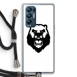 Angry Bear (white): Oppo Find X3 Neo Transparant Hoesje met koord
