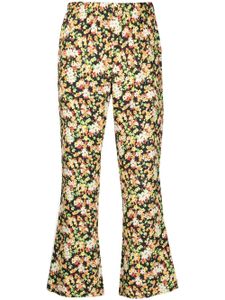 Marni pantalon élastiqué à fleurs - Noir