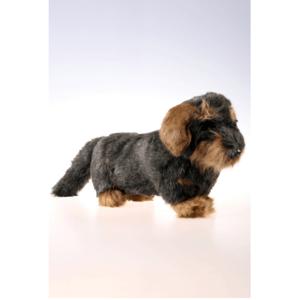 Pluche teckel knuffel hond - langharig - 45 cm - zwart/bruin - huisideren