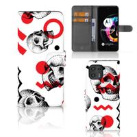 Telefoonhoesje met Naam Motorola Edge 20 Lite Skull Red | Portemonnee hoesje