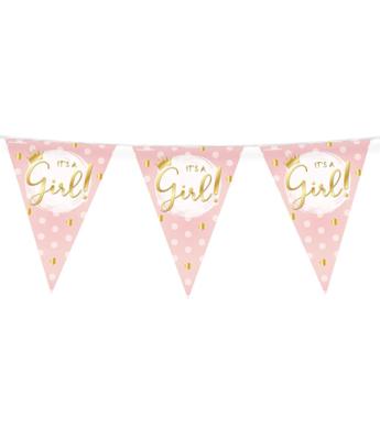 Party vlag folie - It&apos;s a girl!
