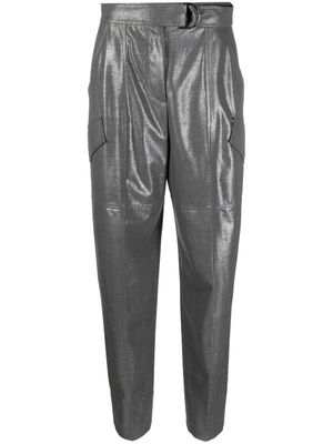 Brunello Cucinelli pantalon fuselé à effet métallisé - Gris