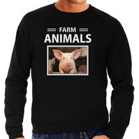 Varkens sweater / trui met dieren foto farm animals zwart voor heren